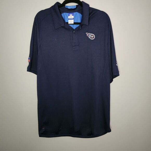 Reebok NFL Tennessee Titans Polo Team PlayDry Performance Shirt Navy XL - Picture 1 of 6